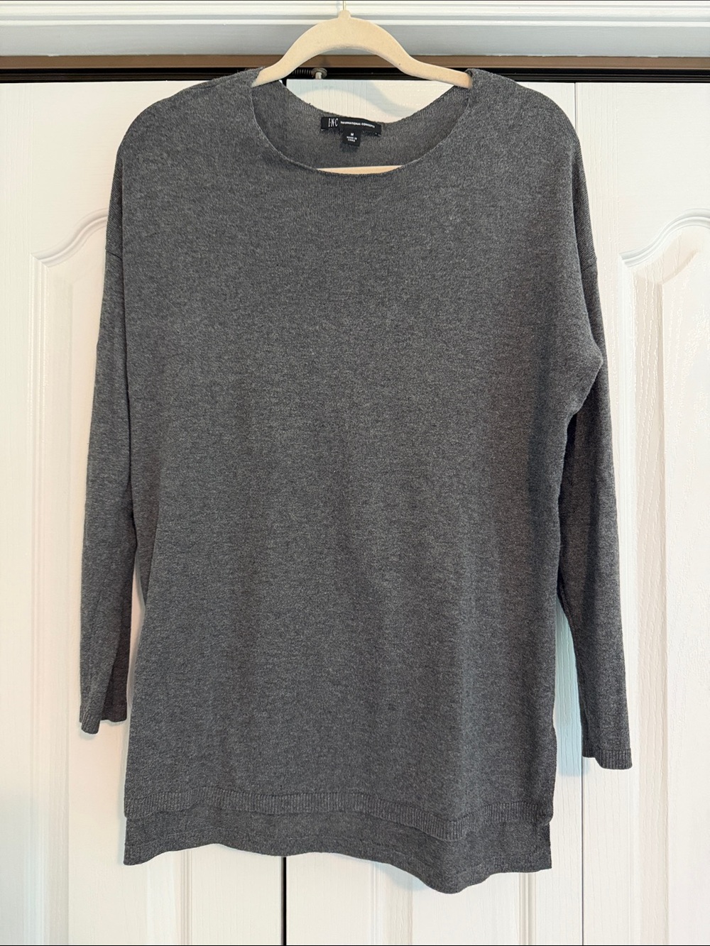 INC International Concepts Charcoal Gray Crewneck Sweater